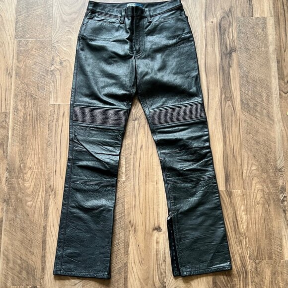 POLO Leather Pants Ralph Lauren Black Motorsport - Picture 3 of 12
